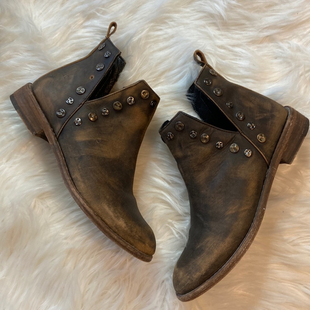 Musse & Cloud Brown Leather Ankle Boots Booties Sz 7
